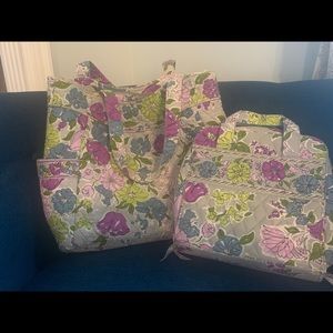 Vera Bradley tote and tech organizer